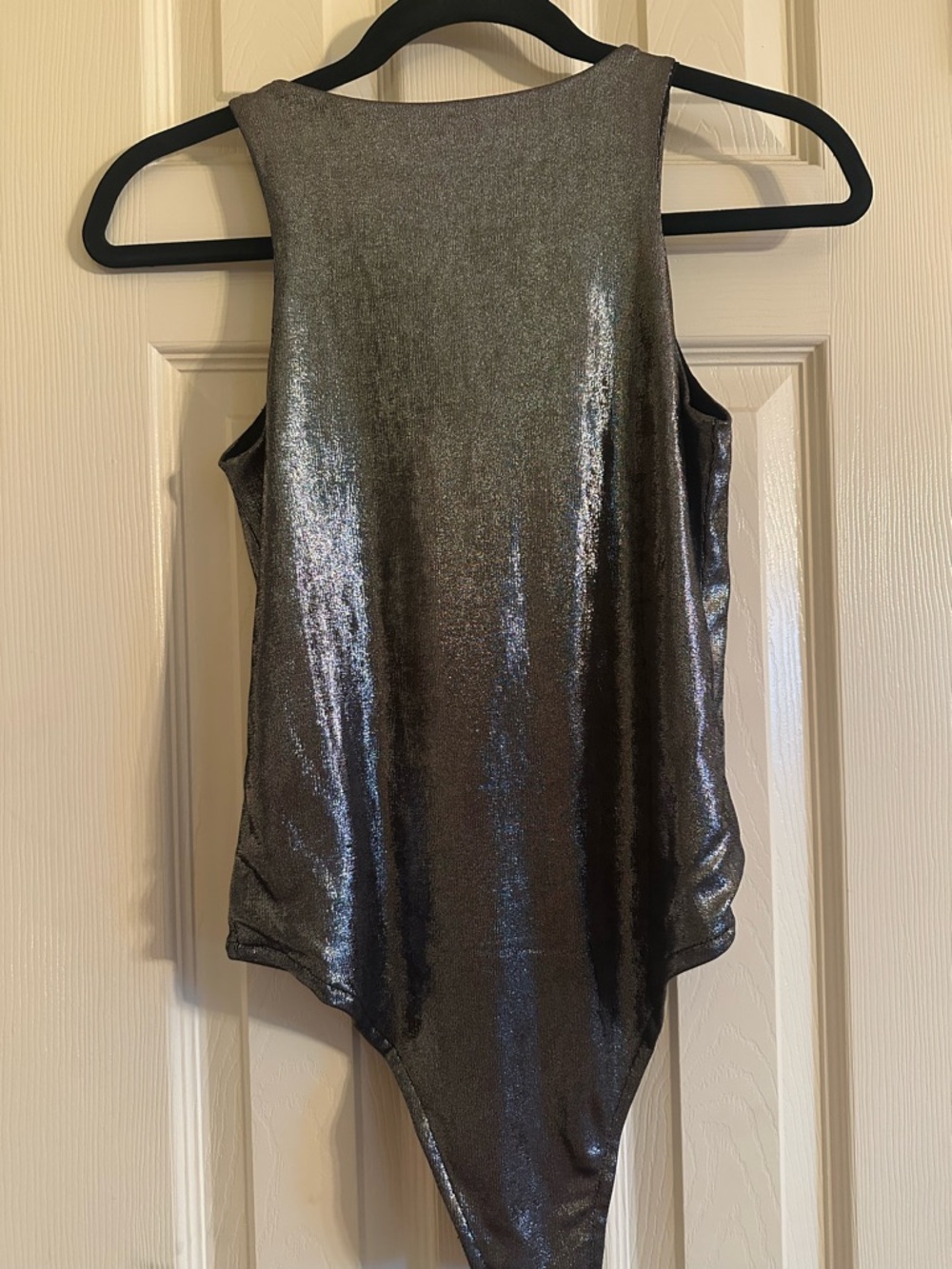 She + Sky Girls Metallic Gunmetal Shiny One-Piece - Picture 3 of 4